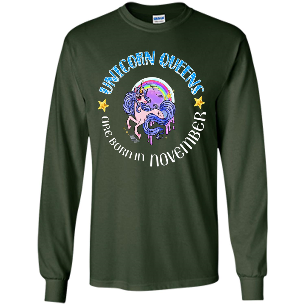 November Unicorn T-shirt Unicorn Queens Are Born November Forest Green