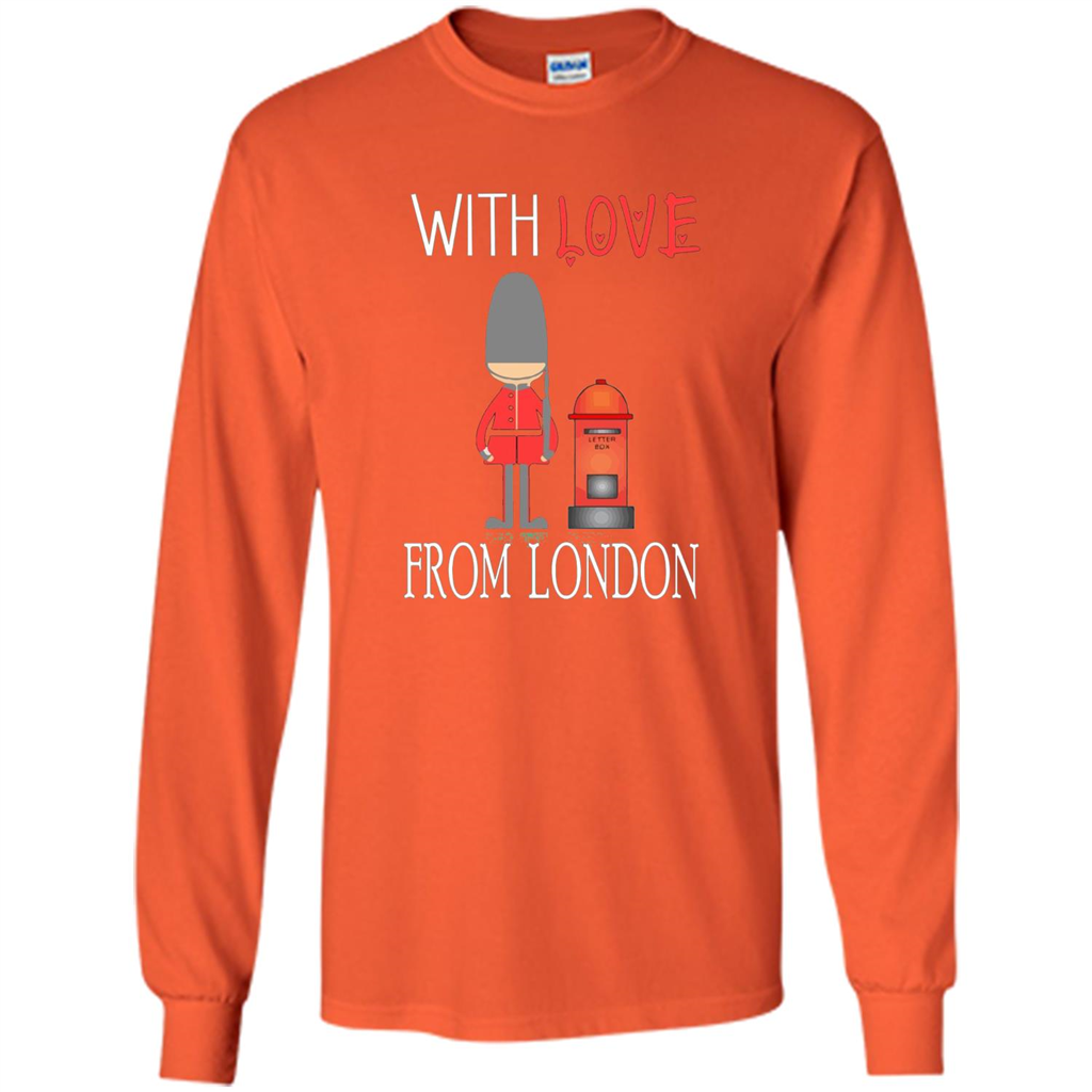 With Love From London England Britain Palace Guard T-shirt Orange