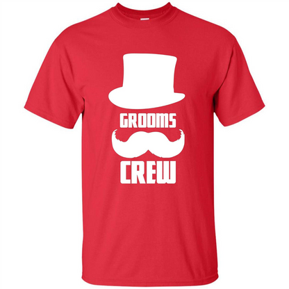 Grooms Crew T-shirt Funny Bachelor and Groom Party T-Shirt Red