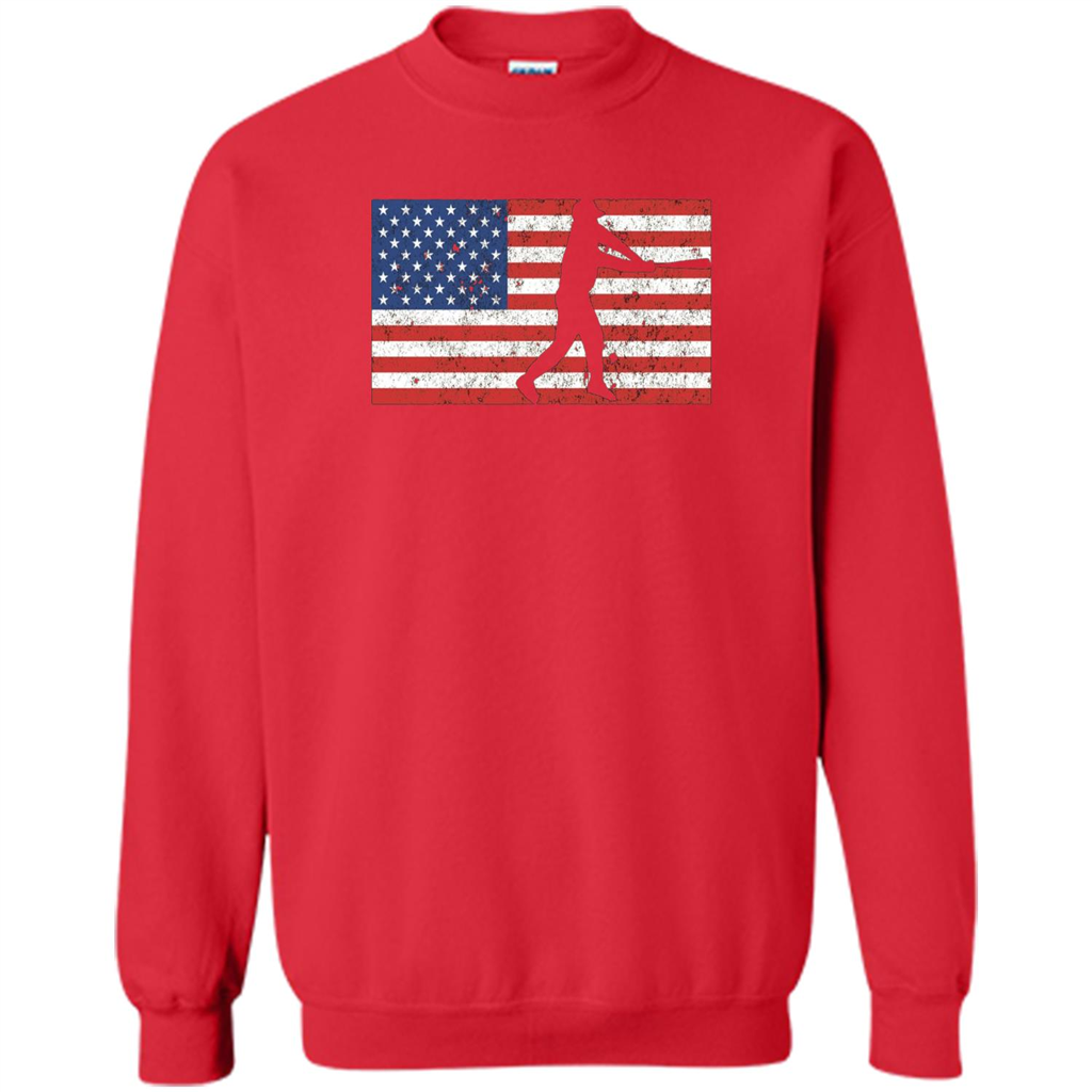 Funny Baseball Player American Flag T-shirt Red