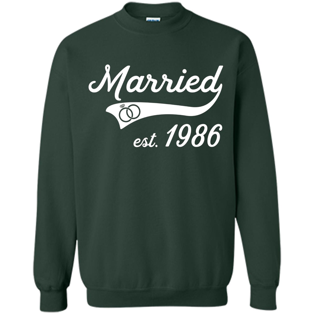 Married Since 1986 T-shirt Wedding Anniversary T-Shirt Forest Green