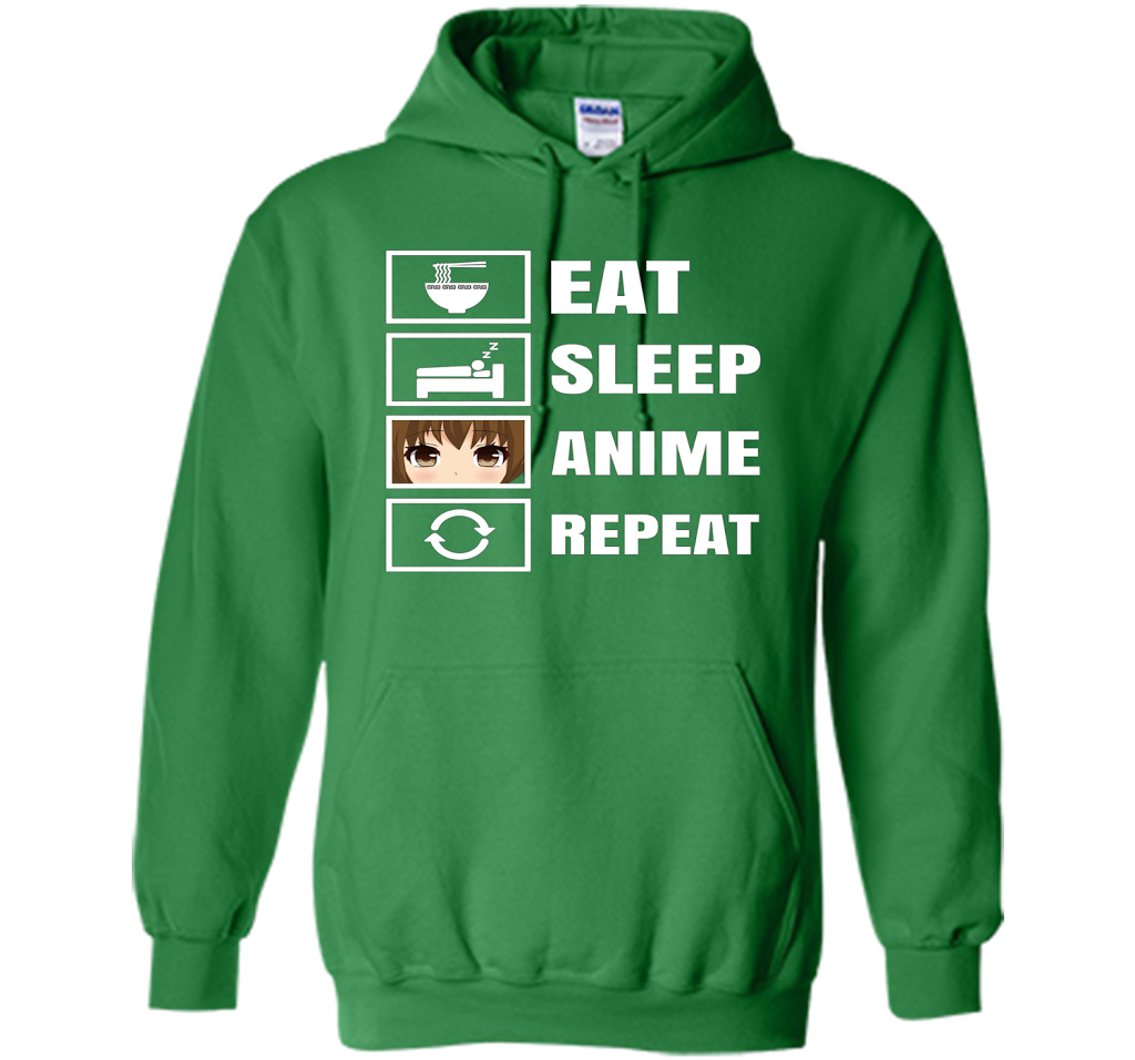 Eat Sleep Anime Repeart T-Shirt Funny Anime Geek cool shirt