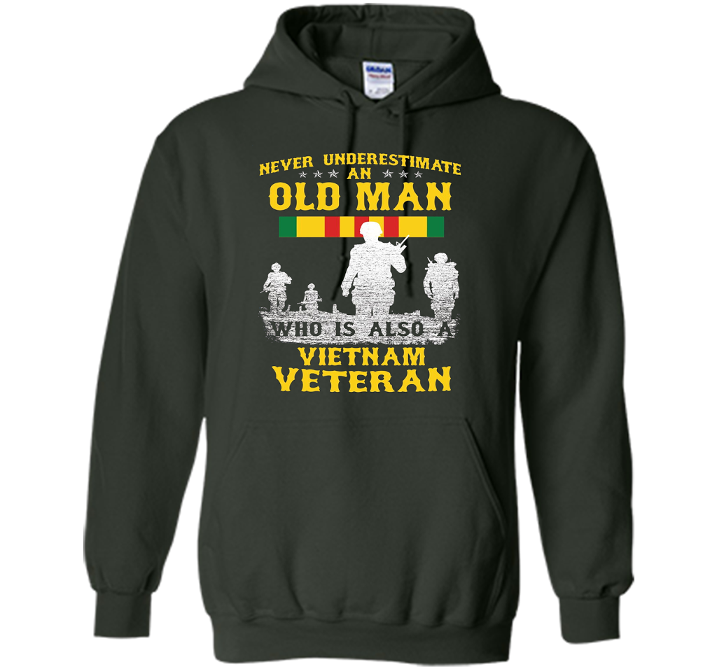 Mens Never Underestimate an OLD MAN Vietnam Veteran - Gift Tee cool shirt Forest Green