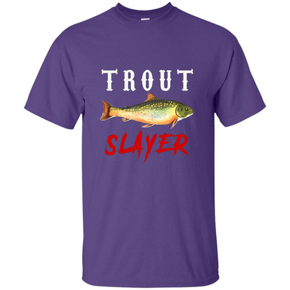 Fisherman T-shirt Trout Slayer T-Shirt Purple