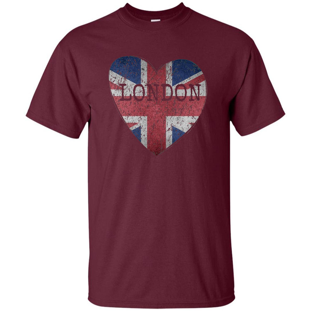London Flag UK Heart T-shirt Maroon