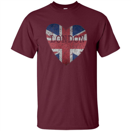 London Flag UK Heart T-shirt Maroon