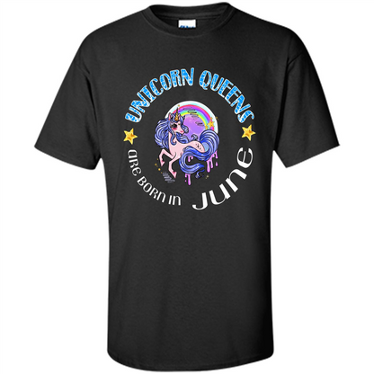 June Unircorn T-shirt Unicorn Queens Are Born June Black