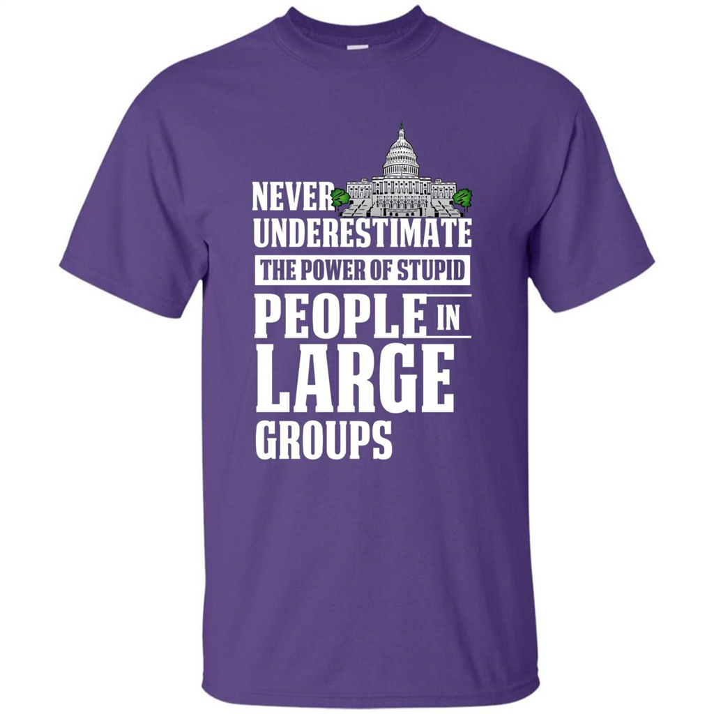 Never Underestimate Power Of Stupid People In Large Groups T-shirt Purple
