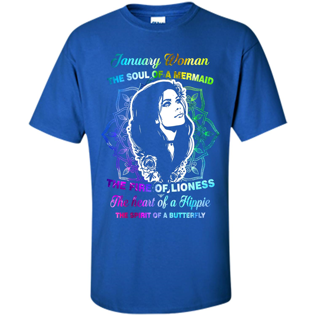 January Woman T-shirt The Heart Of A Hippie Royal