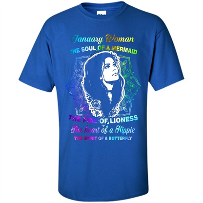January Woman T-shirt The Heart Of A Hippie Royal