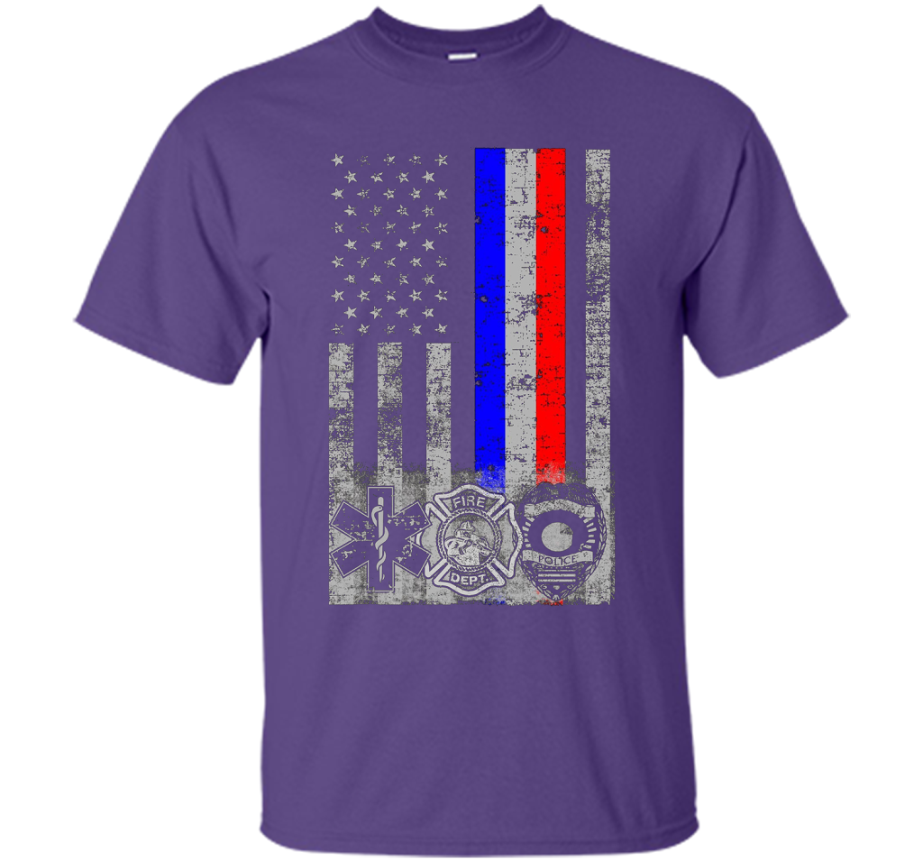 Fireman Police EMT / First Responder Flag t-shirt Purple
