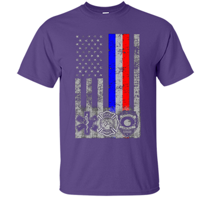 Fireman Police EMT / First Responder Flag t-shirt Purple