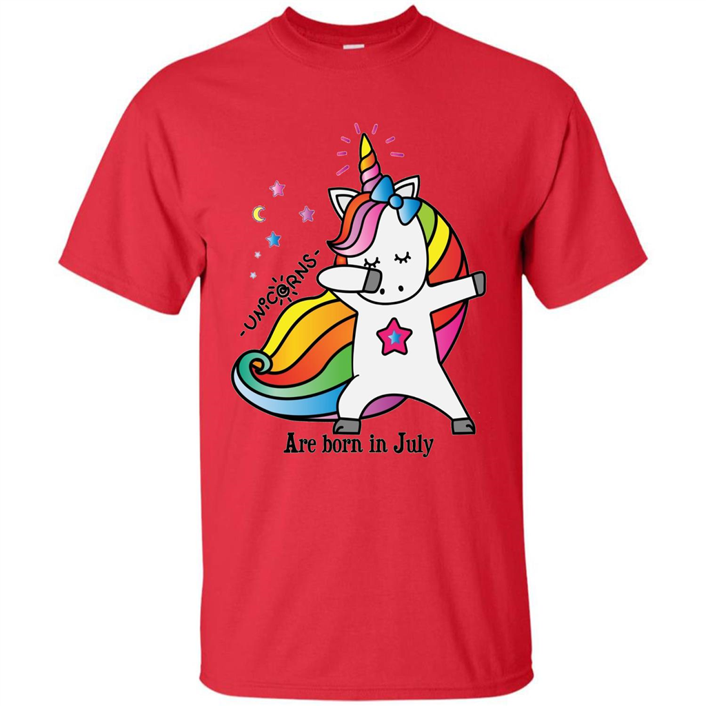 Unicorn Birthday T-shirt Unicorns Are Born In July Red