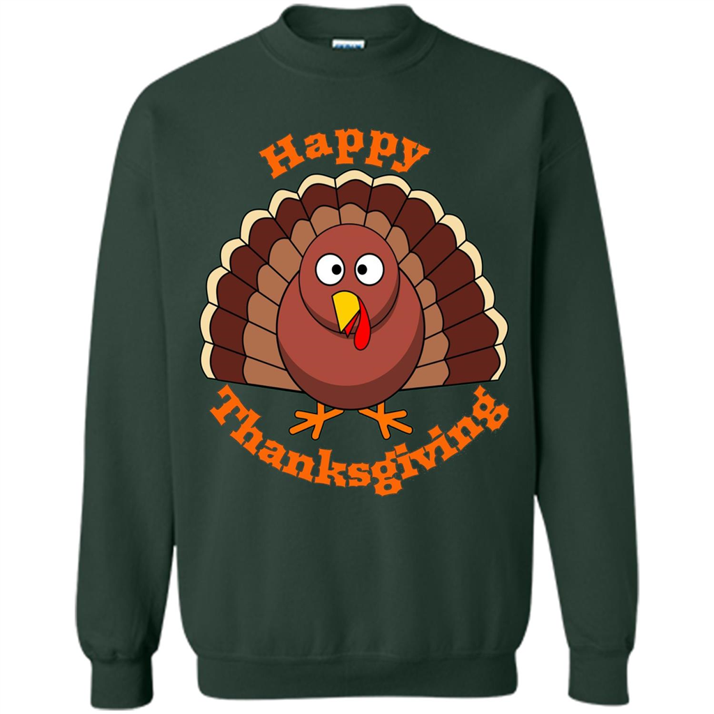 Happy Thanksgiving With Turkey T-shirt Forest Green