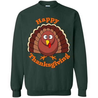 Happy Thanksgiving With Turkey T-shirt Forest Green