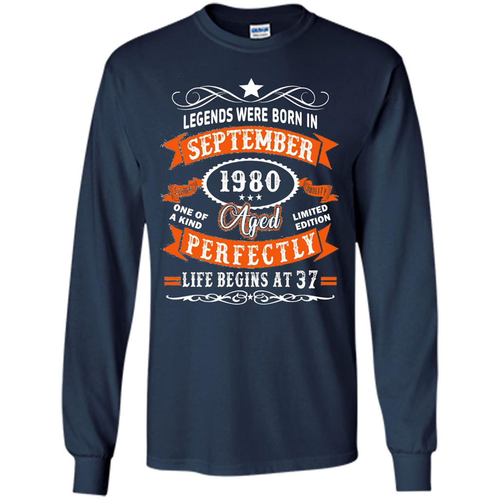 Legends Were Born In September 1980 T-shirt Birthday Gift T-shirt Navy