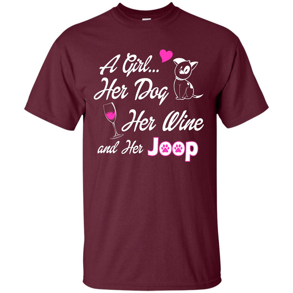 Dog T-shirt A Girl Her Dog Her Wine And Her Joop T-shirt Maroon