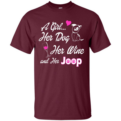 Dog T-shirt A Girl Her Dog Her Wine And Her Joop T-shirt Maroon