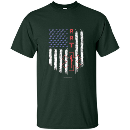 RRT - Respiratory Therapist American Flag T-shirt Forest Green