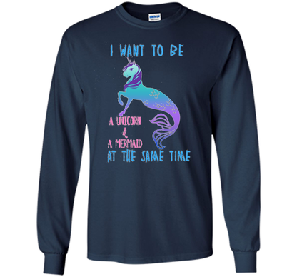 Cute Unicorn Mermaid Mermicorn T-shirt For Girls Navy