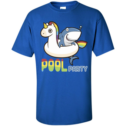 Pool Party T-shirt Unicorn Float Funny Shark Royal