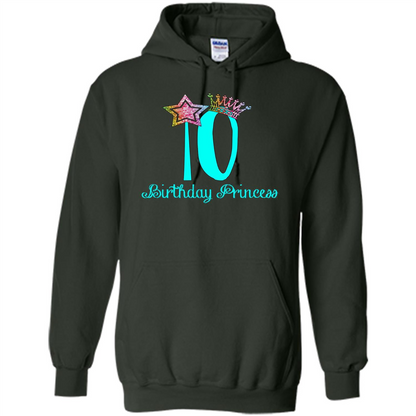 Birthday Princess Tiara T-shirt Tenth Birthday T-Shirt Forest Green