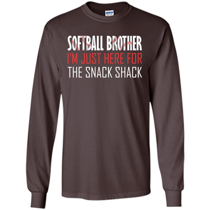 Softball Brother T-shirt I'm Just Here For The Snack Shack Dark Chocolate