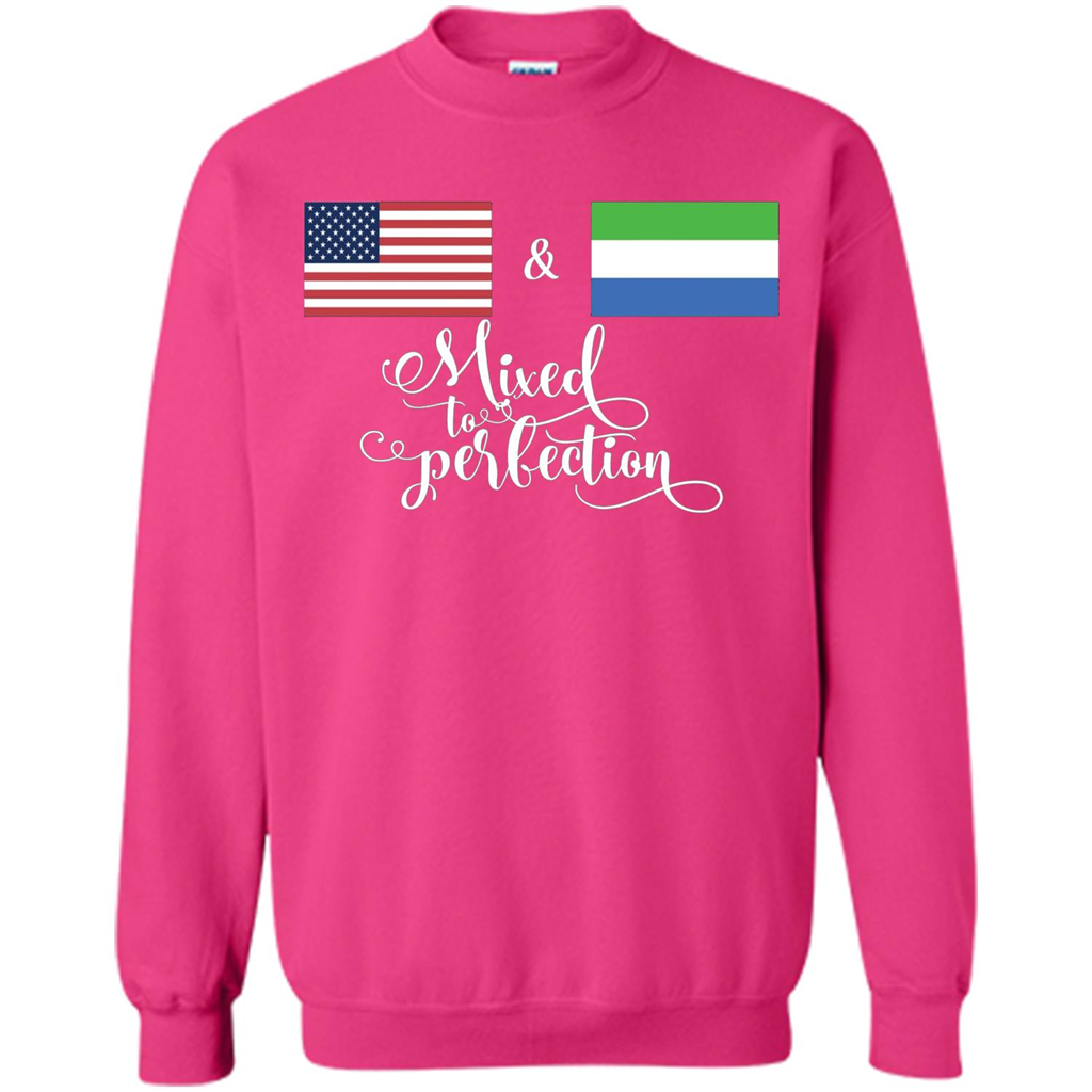 American + Sierra Leone Mixed To Perfection Flag T-Shirt Heliconia