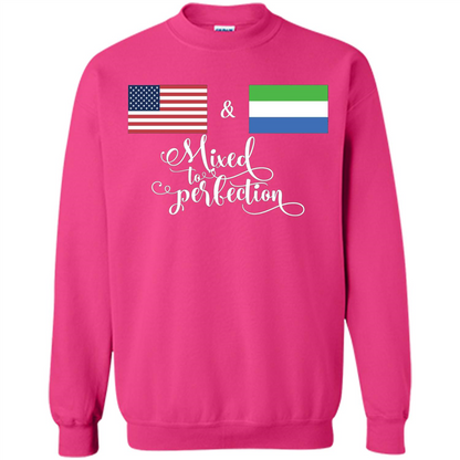 American + Sierra Leone Mixed To Perfection Flag T-Shirt Heliconia