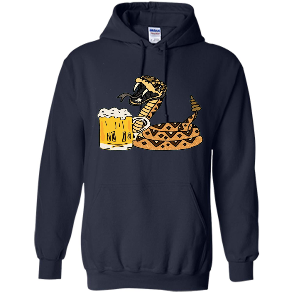 Smiletodaytees Funny Rattlesnake Drinking Beer T-shirt Navy