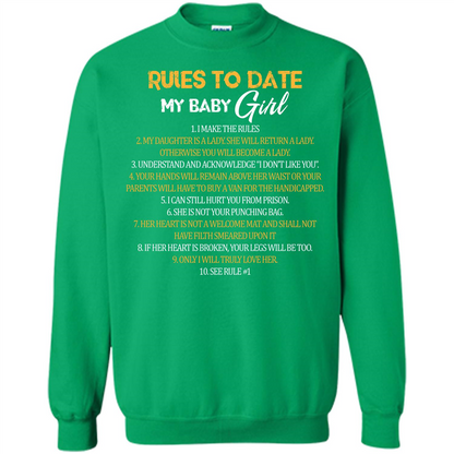 Fathers Day T-shirt Rules To Date My Baby Girl Irish Green