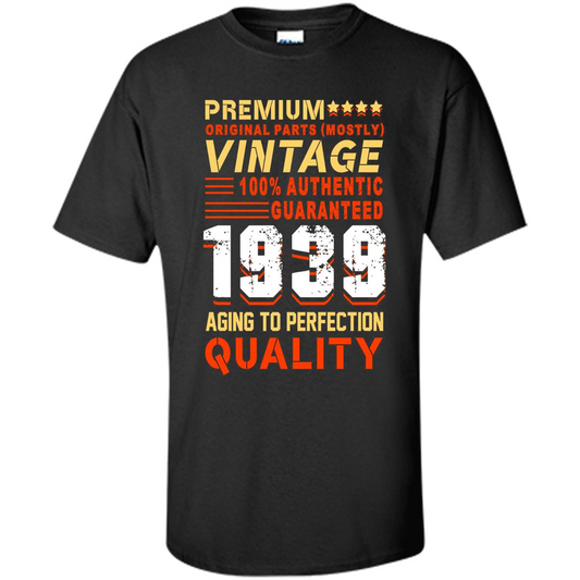 Funny Birthday T-shirt Vintage 1939 Black