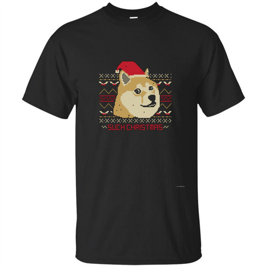 Funny Christmas Dog Lover T-shirt Such Christmas Black
