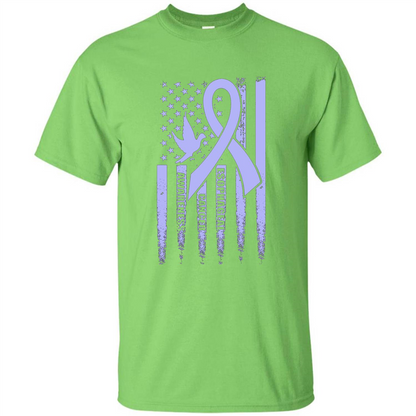 Esophageal Cancer USA Flag Periwinkle Ribbon and Dove T-shirt Lime