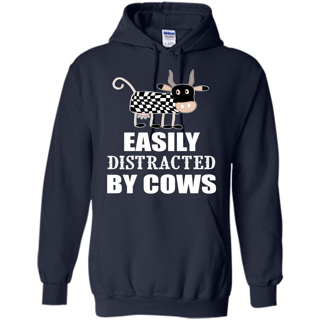 Cow T-shirt Easily Distracted By Cows T-shirt Navy