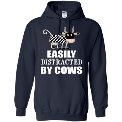 Cow T-shirt Easily Distracted By Cows T-shirt Navy