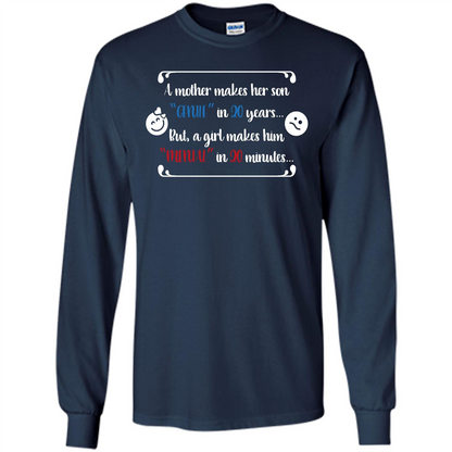 Funny T-shirt A Girl Makes Him Mental In 20 Minuutes Navy