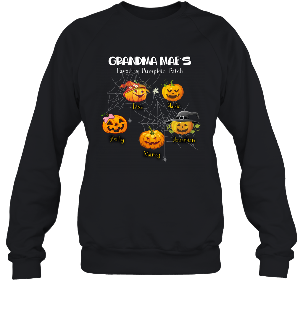 Grandma mae's favorite pumpkin patch Halloween Custom Sweatshirt Sweatshirt Black
