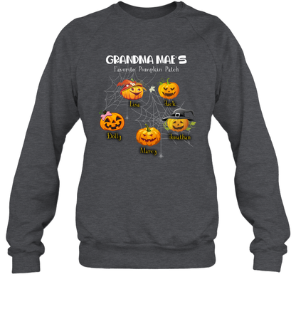 Grandma mae's favorite pumpkin patch Halloween Custom Sweatshirt Sweatshirt Dark Heather