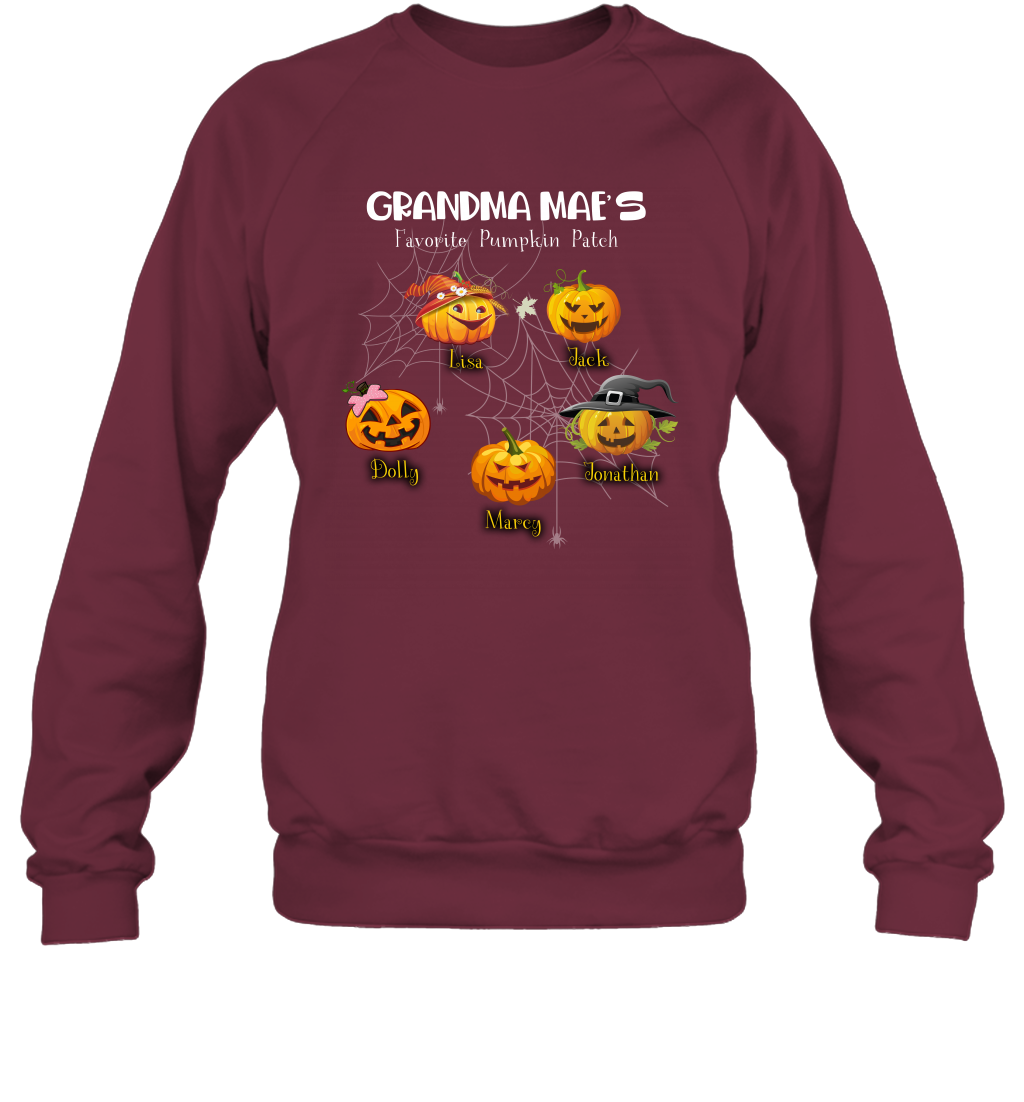 Grandma mae's favorite pumpkin patch Halloween Custom Sweatshirt Sweatshirt Maroon