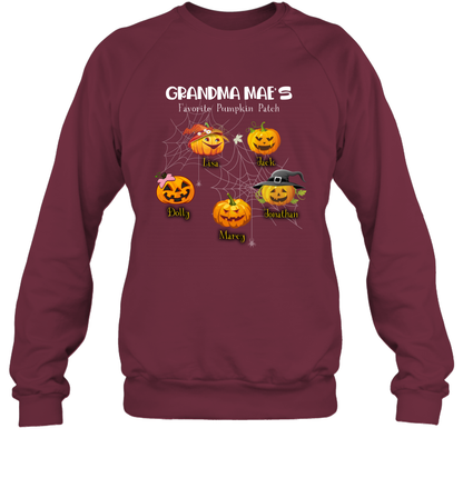 Grandma mae's favorite pumpkin patch Halloween Custom Sweatshirt Sweatshirt Maroon