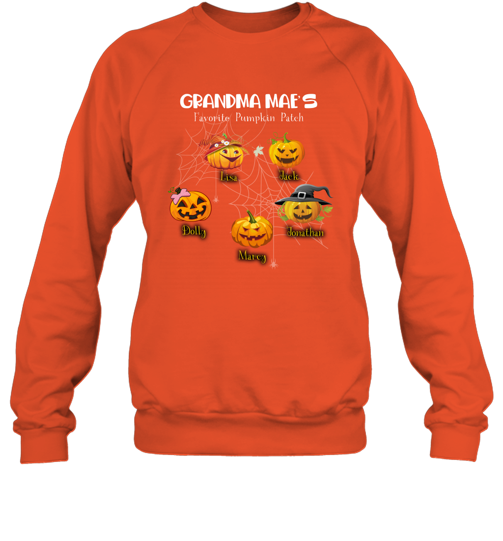 Grandma mae's favorite pumpkin patch Halloween Custom Sweatshirt Sweatshirt Orange