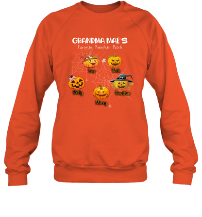 Grandma mae's favorite pumpkin patch Halloween Custom Sweatshirt Sweatshirt Orange