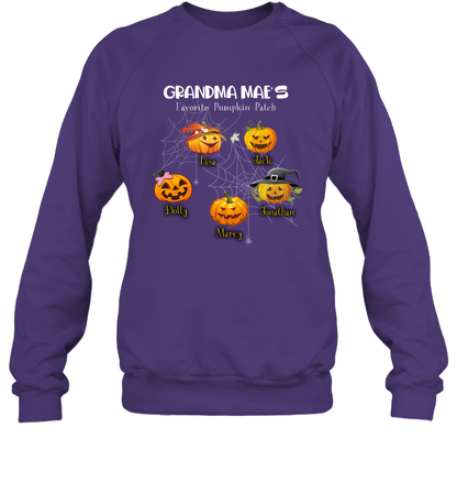 Grandma mae's favorite pumpkin patch Halloween Custom Sweatshirt Sweatshirt Purple