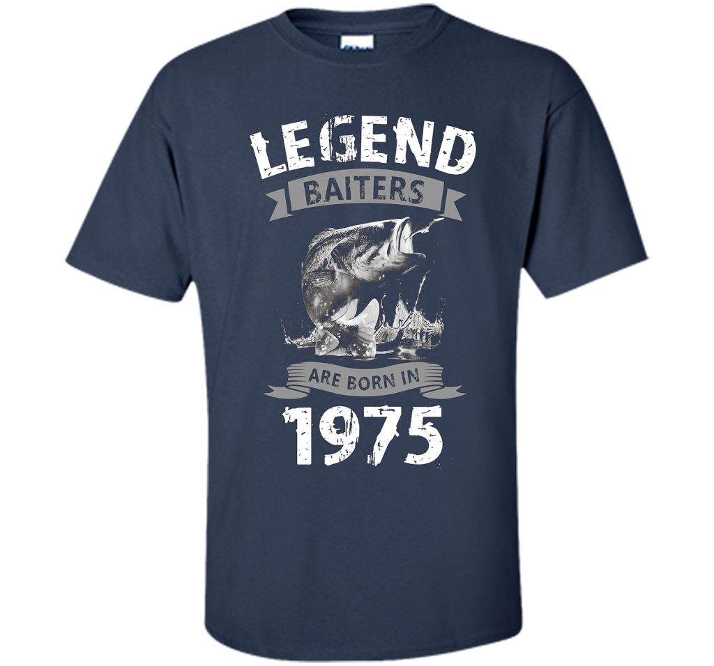 Mens 42nd Years Old 1975 Birthday Gift Idea Tshirt for Fishing shirt Navy