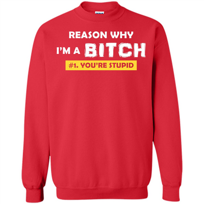 Funny T-shirt Reason Why I'm A Bitch, You're Stupid Red