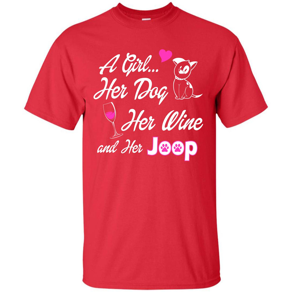 Dog T-shirt A Girl Her Dog Her Wine And Her Joop T-shirt Red
