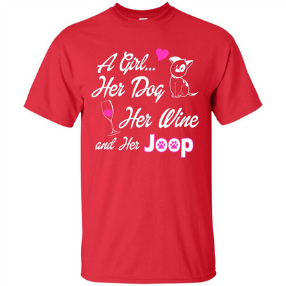 Dog T-shirt A Girl Her Dog Her Wine And Her Joop T-shirt Red