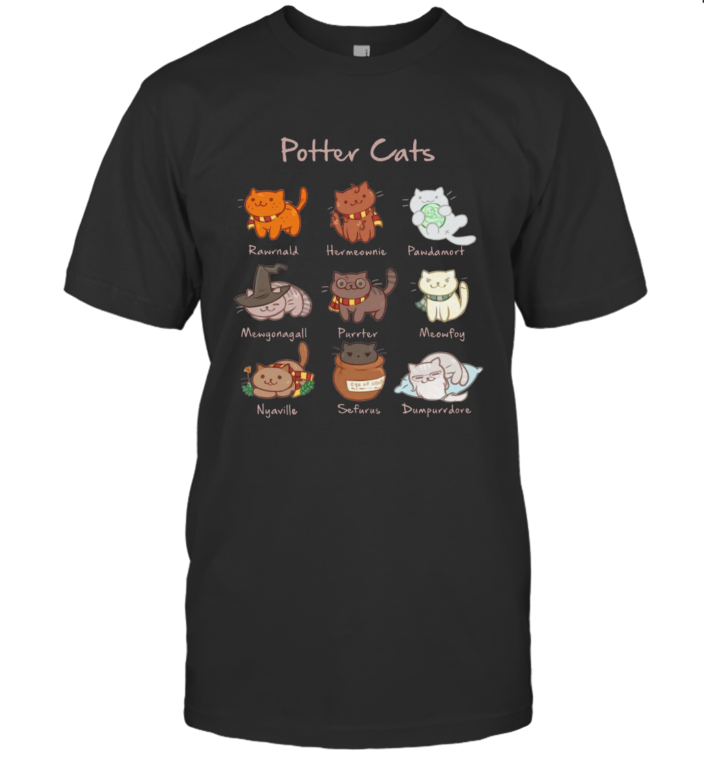 Potter Cats Harry Potter Fan T-Shirt T-Shirt Black