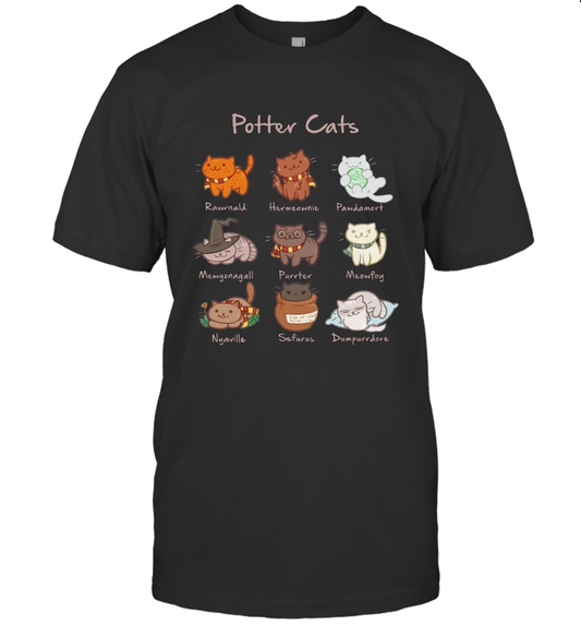 Potter Cats Harry Potter Fan T-Shirt T-Shirt Black